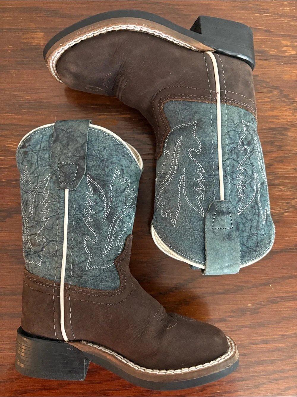 OLD WEST Toddler Leather Cowboy Boots Size 6